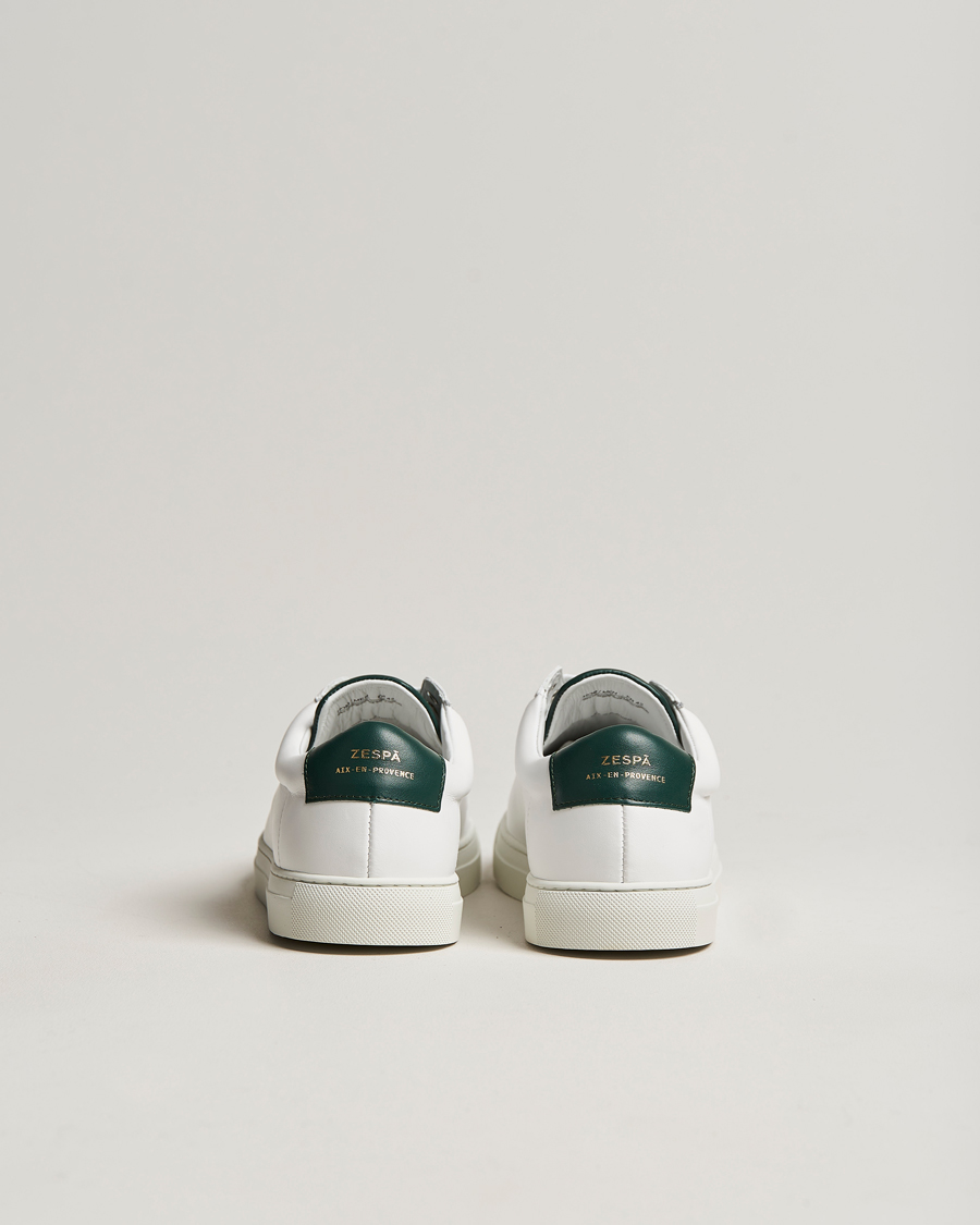 Heren | Zespà ZSP4 Nappa Leather Sneakers White/Dark Green | Zespà | ZSP4 Nappa Leather Sneakers White/Dark Green
