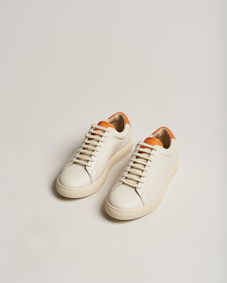 Heren | Zespà ZSP4 Nappa Leather Sneakers Off White/Pumpkin | Zespà | ZSP4 Nappa Leather Sneakers Off White/Pumpkin