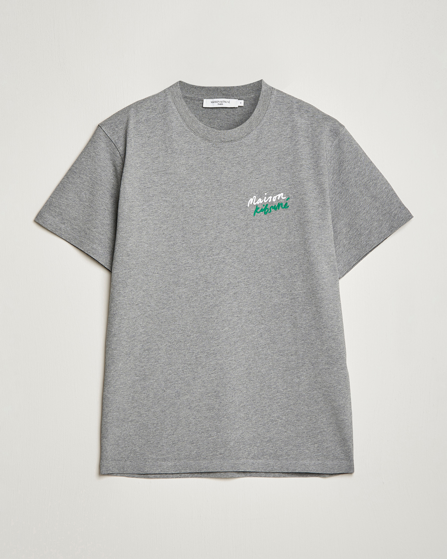 Heren | T-shirts | Maison Kitsuné | Mini Handwriting Tee Grey Melange