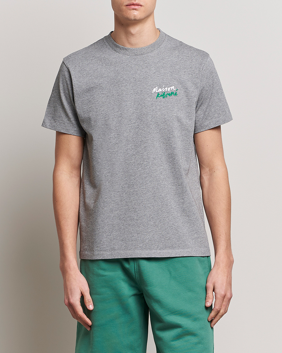 Heren | T-shirts | Maison Kitsuné | Mini Handwriting Tee Grey Melange