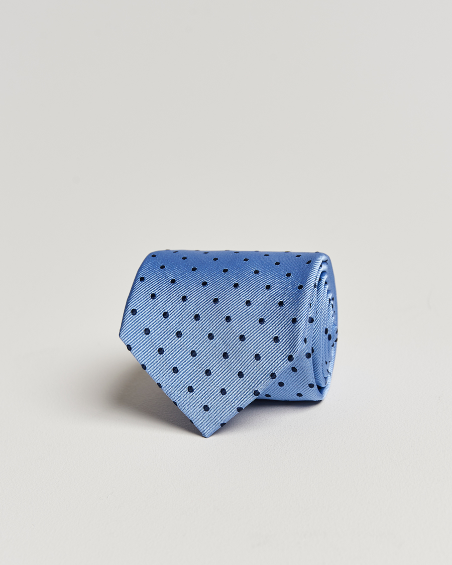 Heren | Stropdassen | Amanda Christensen | Dot Classic Tie 8 cm Sky Blue/Navy