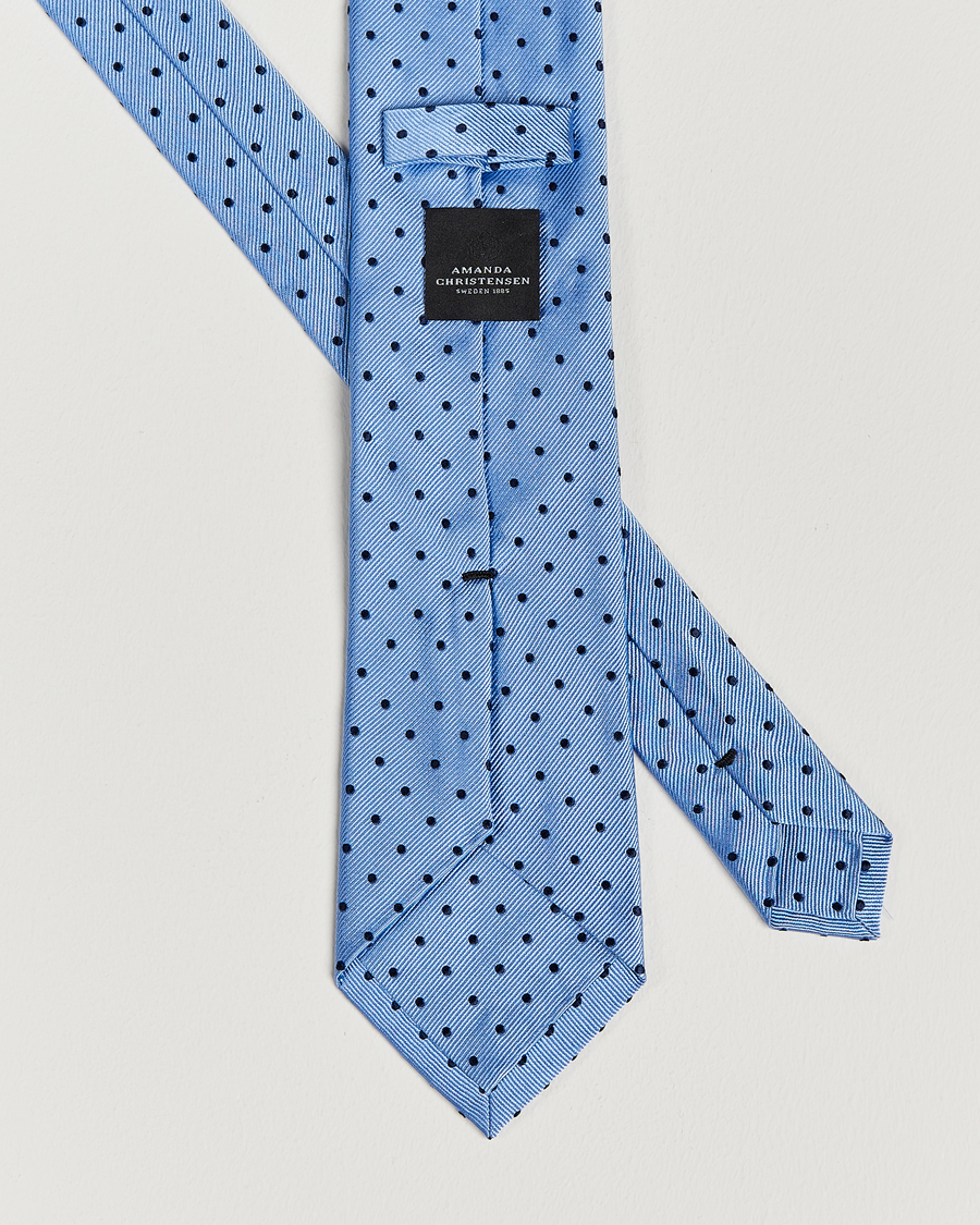 Heren | Stropdassen | Amanda Christensen | Dot Classic Tie 8 cm Sky Blue/Navy