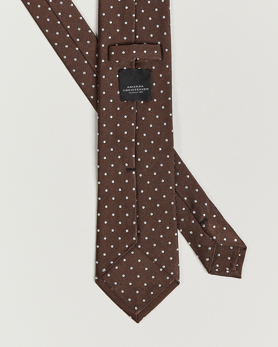Heren | Stropdassen | Amanda Christensen | Dot Classic Tie 8 cm Brown/White