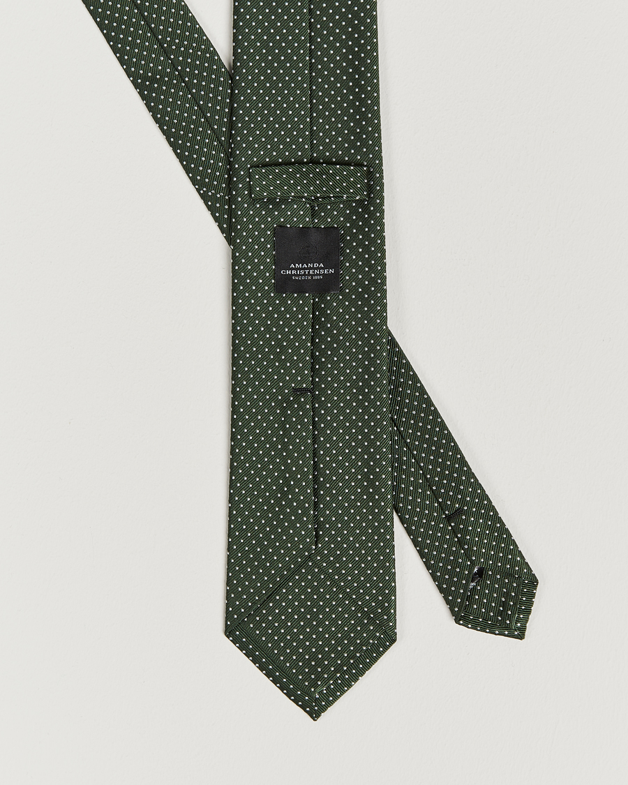 Heren | Stropdassen | Amanda Christensen | Micro Dot Classic Tie 8 cm Olive/White