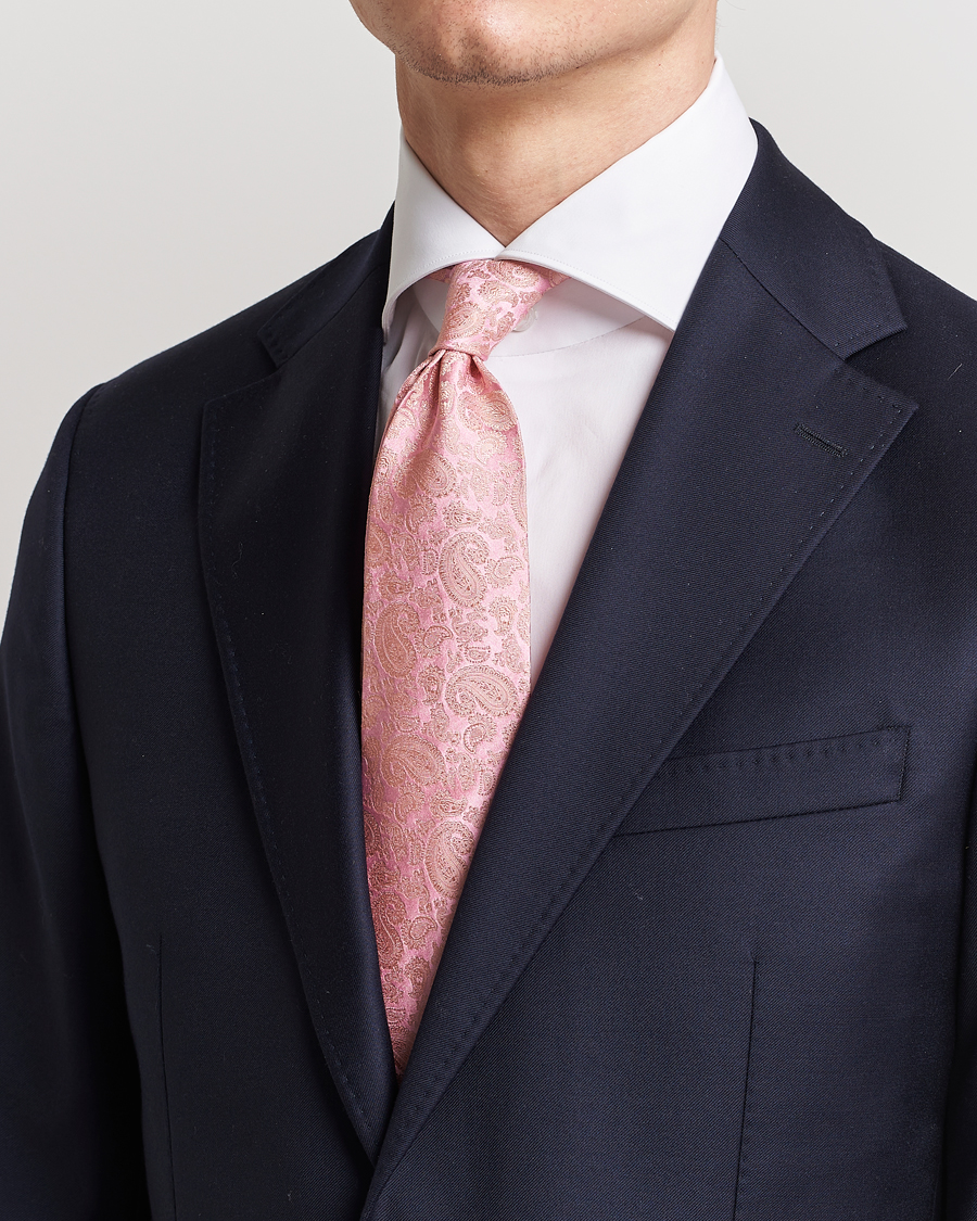 Men |  | Amanda Christensen | Silk Tonal Paisley Tie 8 cm Powder Pink