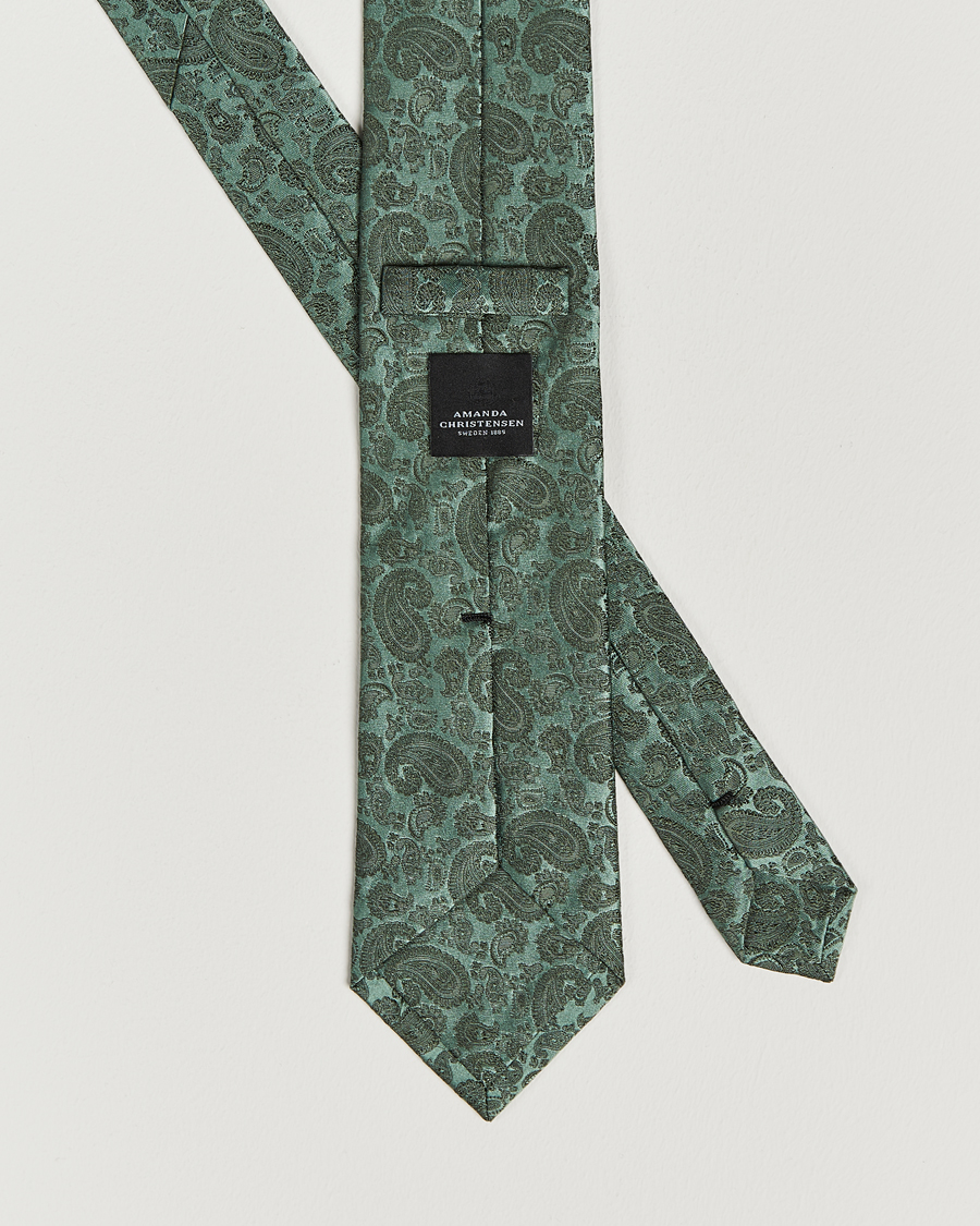 Heren | Stropdassen | Amanda Christensen | Silk Tonal Paisley Tie 8 cm Olive