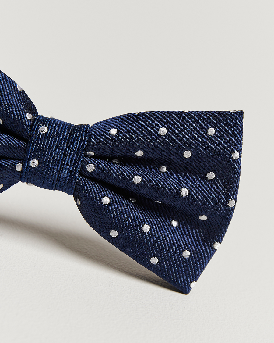 Heren | Vlinderdassen | Amanda Christensen | Dot Pre Tie Silk Navy/White
