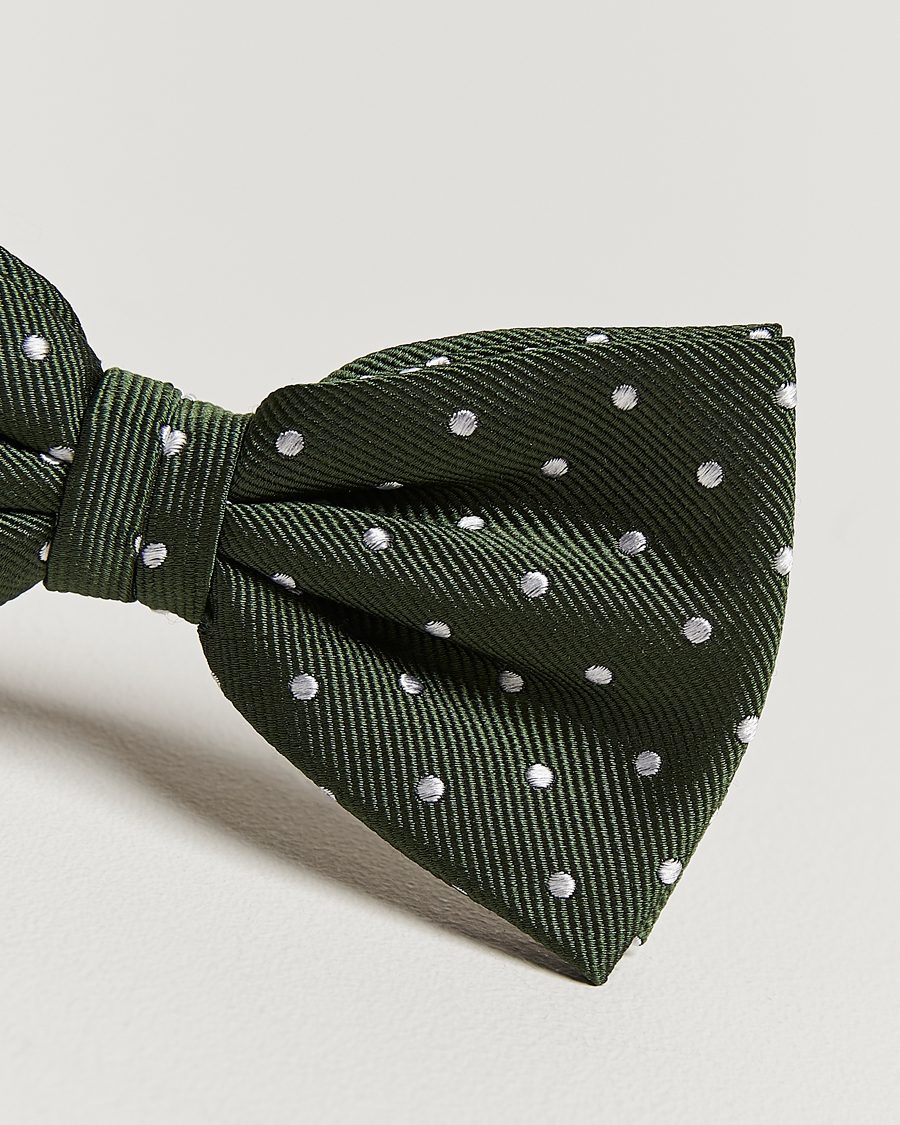 Heren | Amanda Christensen Dot Pre Tie Silk Olive/White | Amanda Christensen | Dot Pre Tie Silk Olive/White