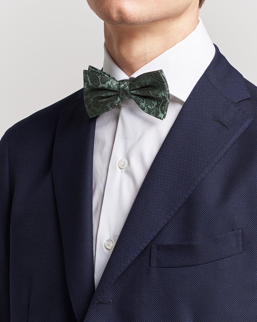 Heren | Amanda Christensen Tonal Paisley Pre Tie Silk Olive | Amanda Christensen | Tonal Paisley Pre Tie Silk Olive