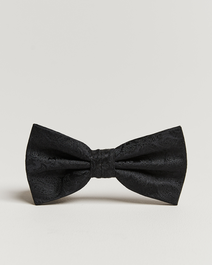 Heren | Amanda Christensen Tonal Paisley Pre Tie Silk Black | Amanda Christensen | Tonal Paisley Pre Tie Silk Black