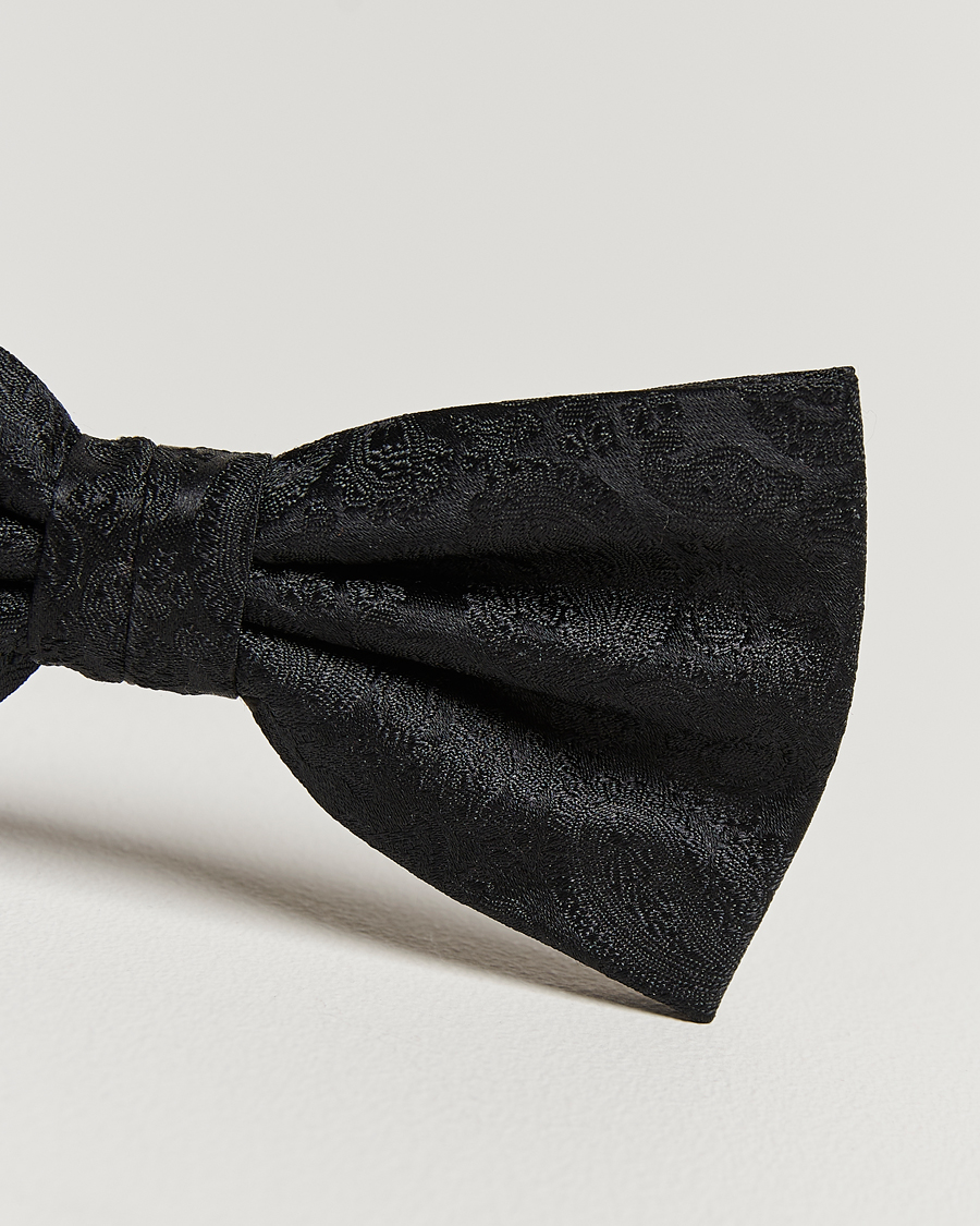 Heren | Amanda Christensen Tonal Paisley Pre Tie Silk Black | Amanda Christensen | Tonal Paisley Pre Tie Silk Black