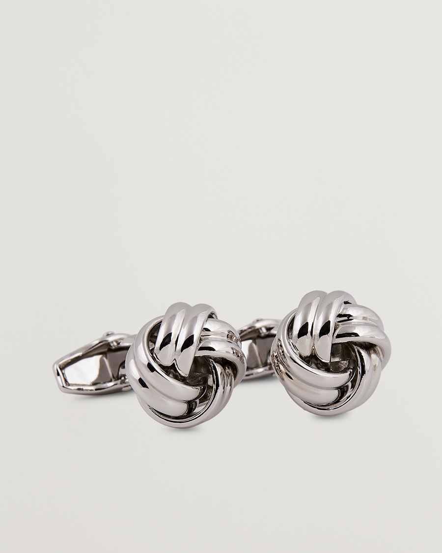Heren | Manchetknopen | Amanda Christensen | Knot Cufflink & Shirt Studs Set Silver