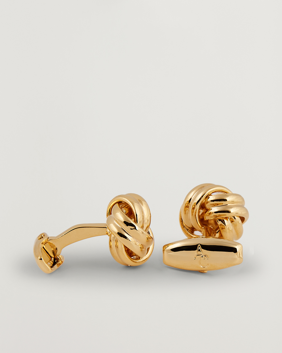 Heren | Manchetknopen | Amanda Christensen | Knot Cufflink & Shirt Studs Set Gold