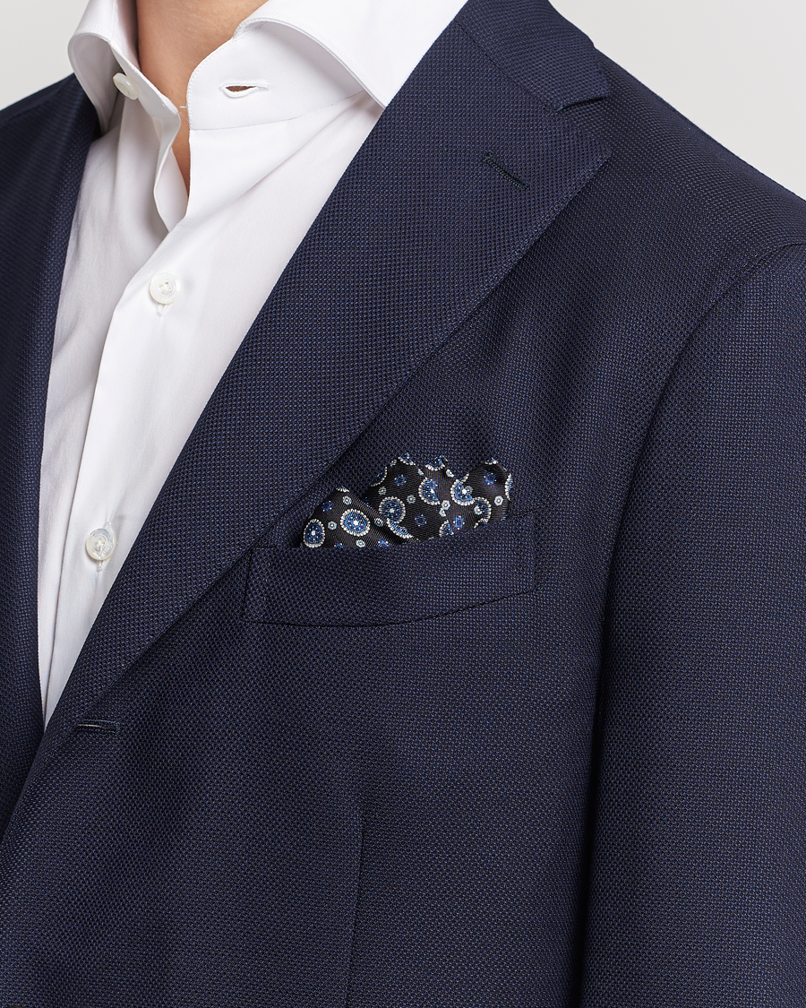 Men | Business Casual | Amanda Christensen | Medallion Silk Pocket Square Black