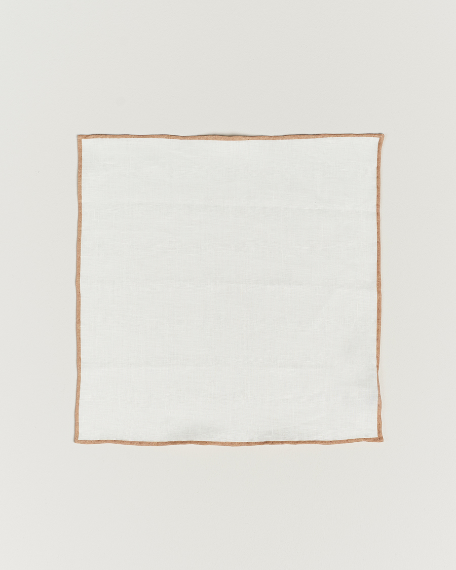 Heren | Pochets | Amanda Christensen | Linen Paspoal Pocket Square Sand/White