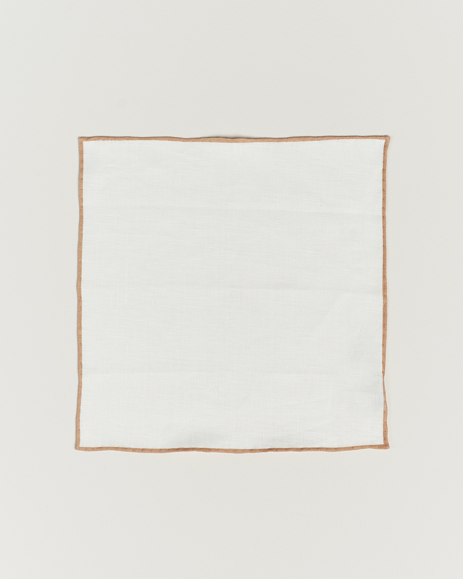 Heren | Pochets | Amanda Christensen | Linen Paspoal Pocket Square Sand/White