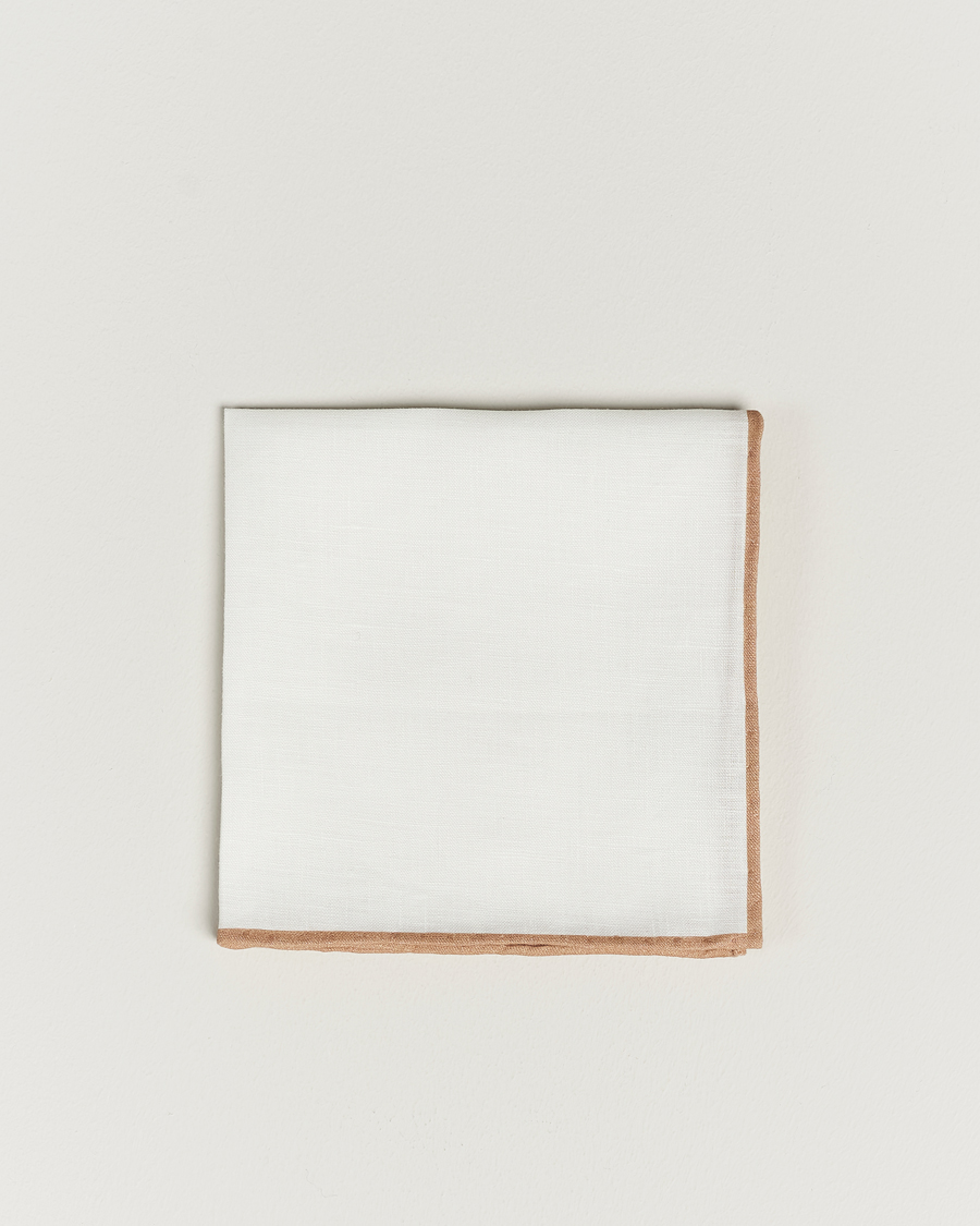 Heren | Pochets | Amanda Christensen | Linen Paspoal Pocket Square Sand/White