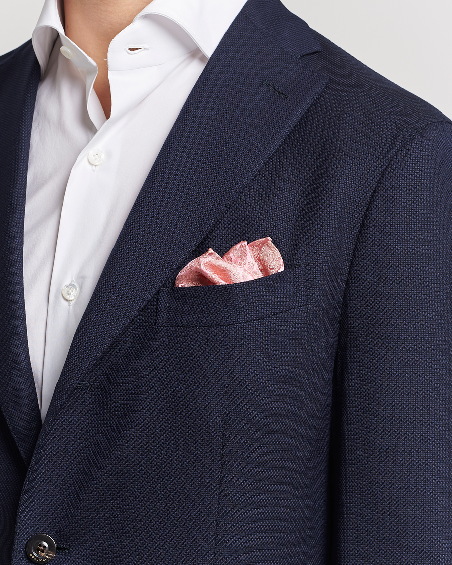 Men | Pocket Squares | Amanda Christensen | Tonal Paisley Silk Pocket Square Powder Pink