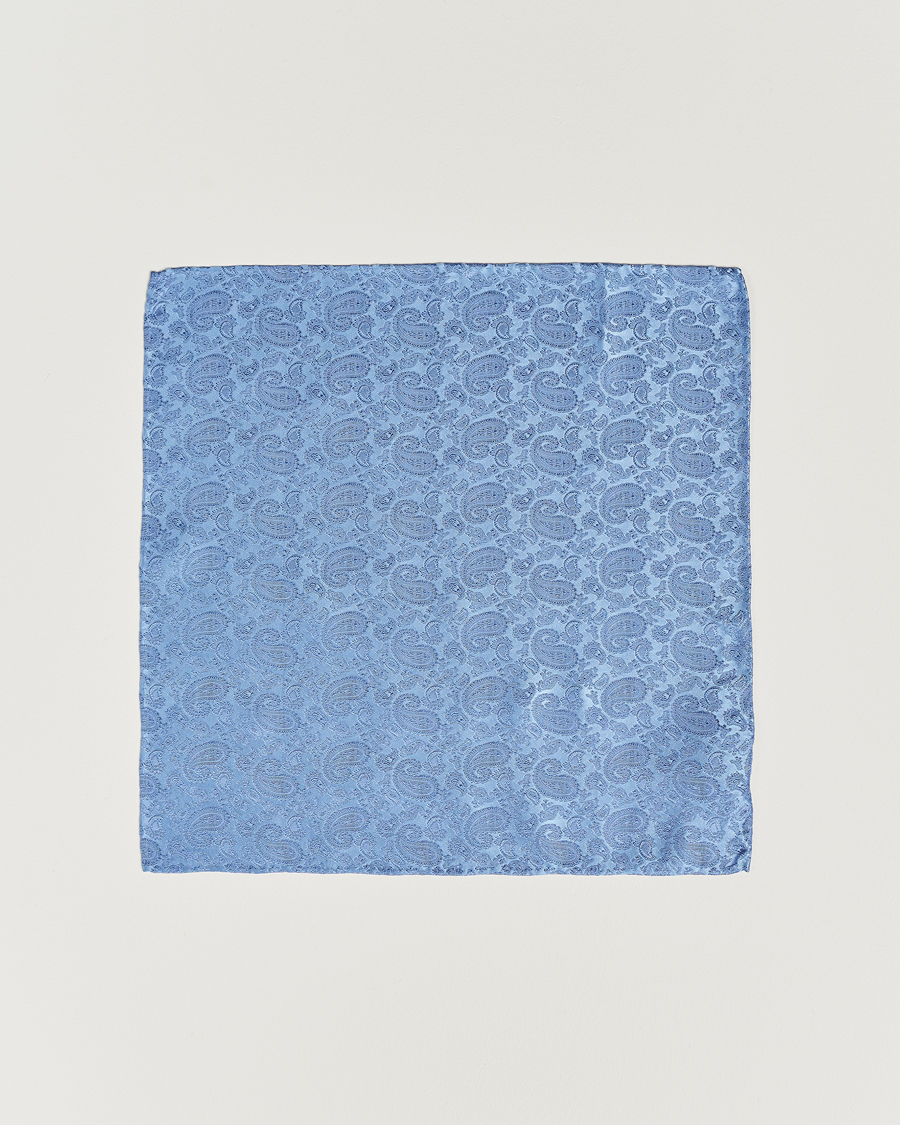 Heren | Pochets | Amanda Christensen | Tonal Paisley Silk Pocket Square Sky Blue