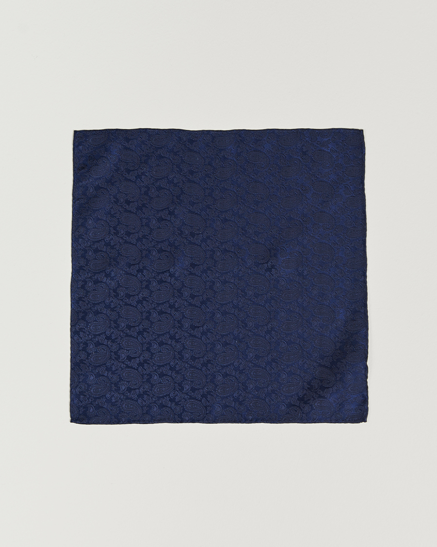 Heren | Pochets | Amanda Christensen | Tonal Paisley Silk Pocket Square Navy