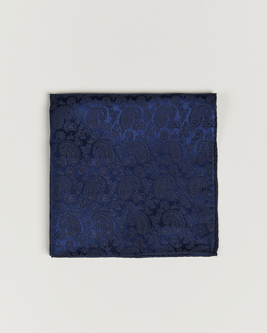 Heren | Pochets | Amanda Christensen | Tonal Paisley Silk Pocket Square Navy