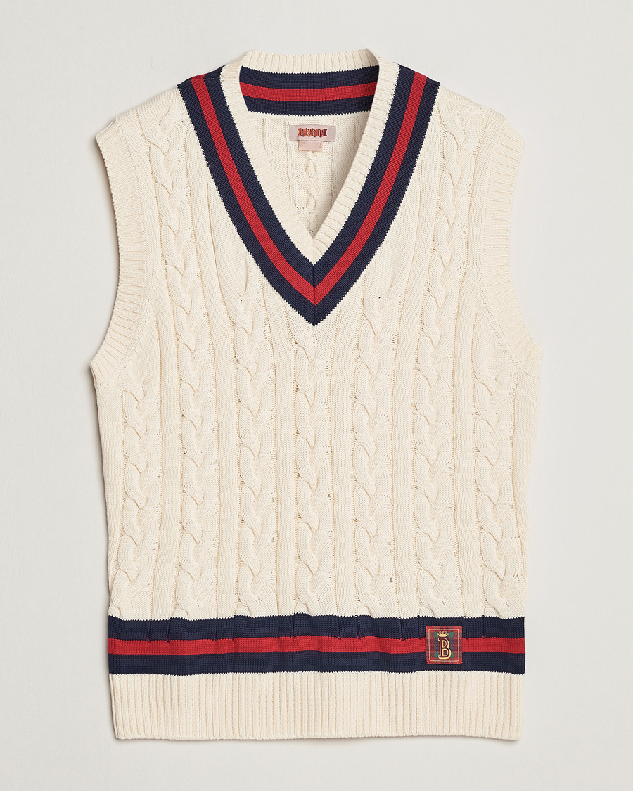 Heren | Truien | Baracuta | Cotton Cable Knit Vest Off White