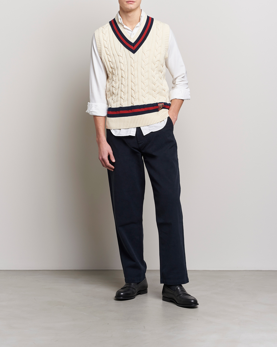 Heren | Truien | Baracuta | Cotton Cable Knit Vest Off White
