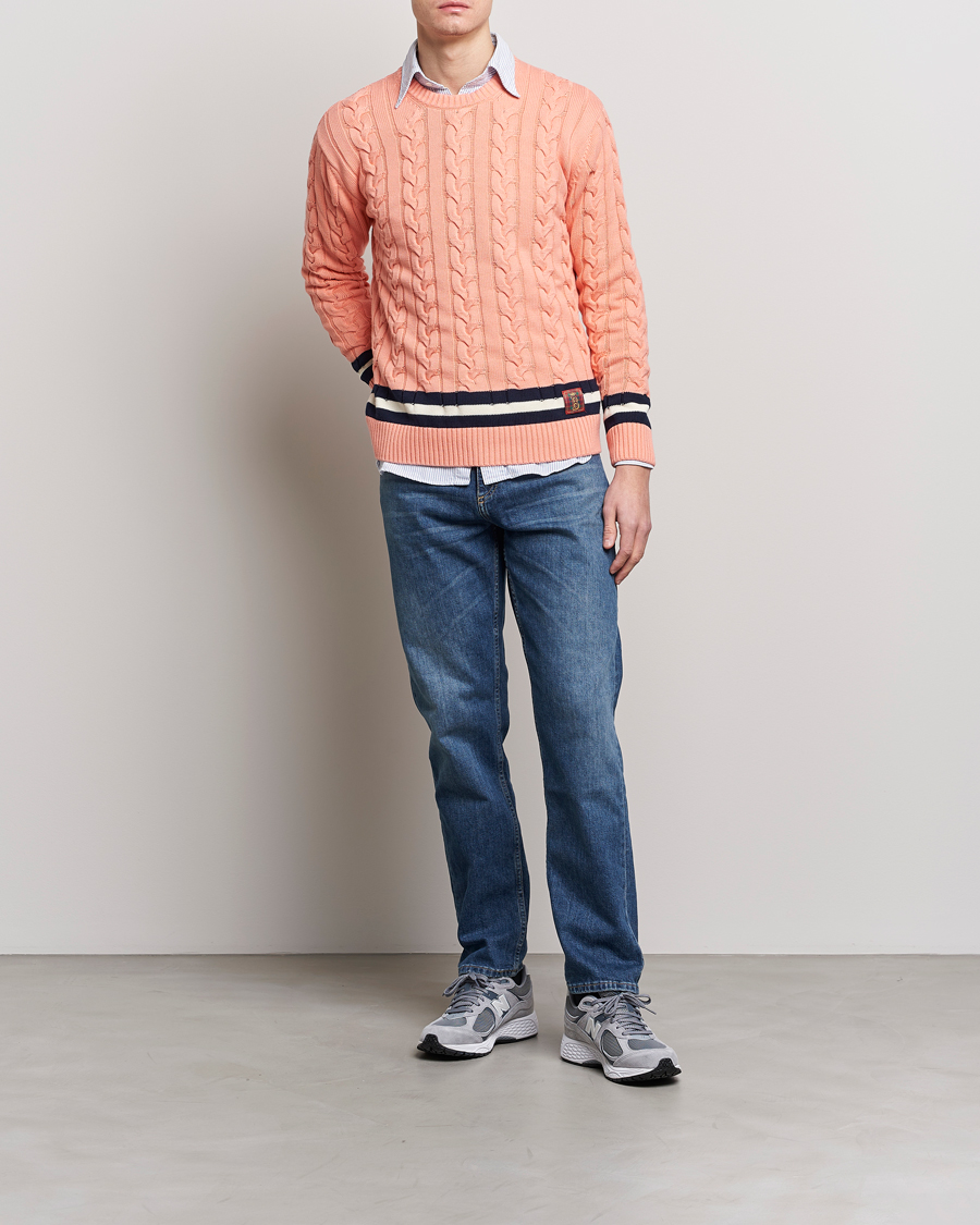 Heren | Truien | Baracuta | Cotton Cable Crew Neck Flamingo