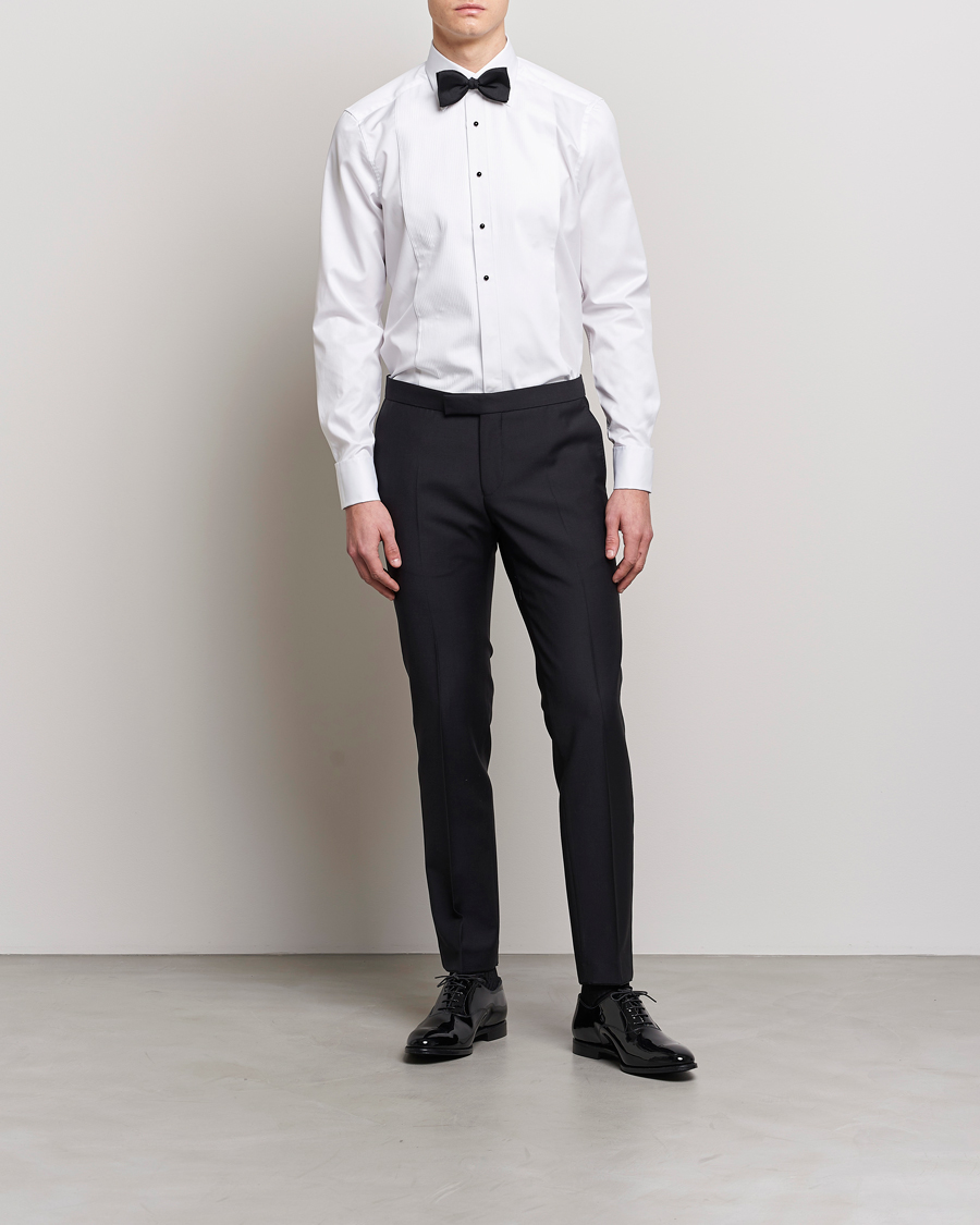 Heren | Overhemden | Stenströms | Slimline Open Smoking Shirt White