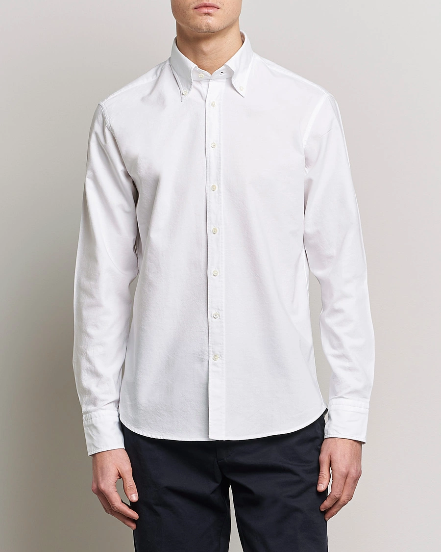 Heren | Casual | Stenströms | Fitted Body Oxford Shirt White