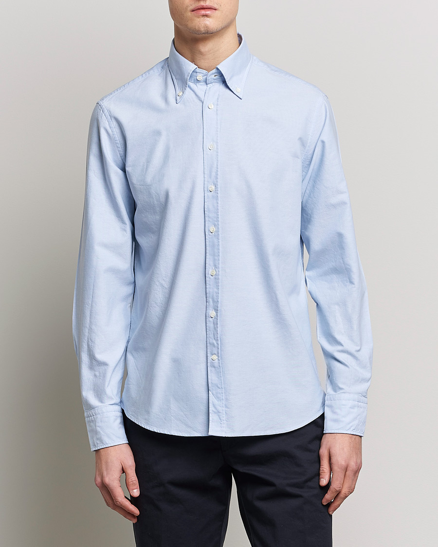 Heren | Casual | Stenströms | Fitted Body Oxford Shirt Light Blue