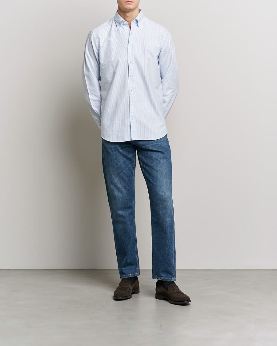 Heren | Overhemden | Stenströms | Fitted Body Oxford Shirt Blue/White