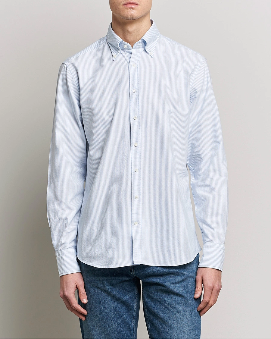 Heren | Casual | Stenströms | Fitted Body Oxford Shirt Blue/White