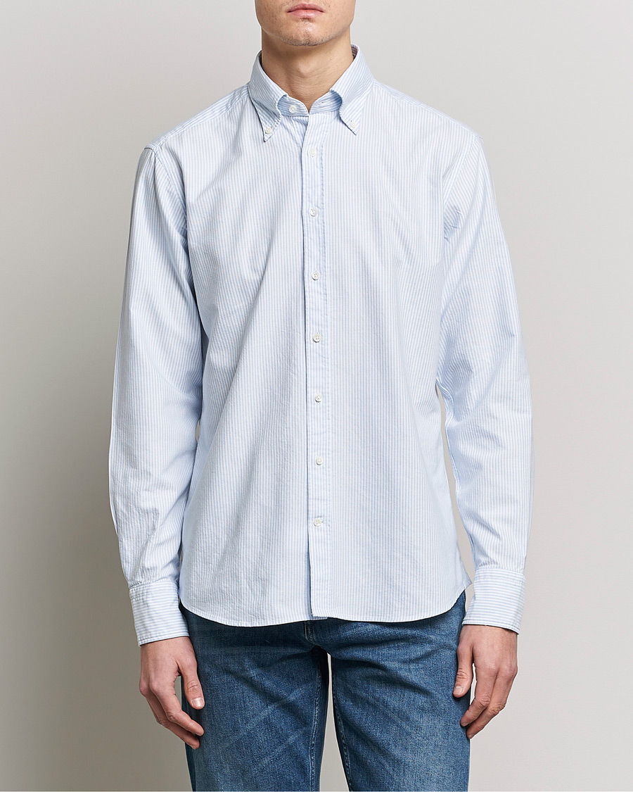 Heren | Casual | Stenströms | Fitted Body Oxford Shirt Blue/White