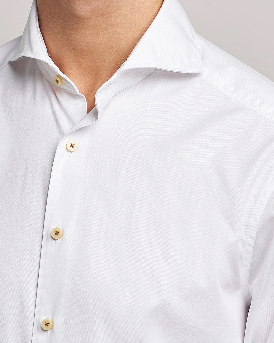 Heren |  | Stenströms | Slimline X-Long Sleeve Washed Cotton Shirt White