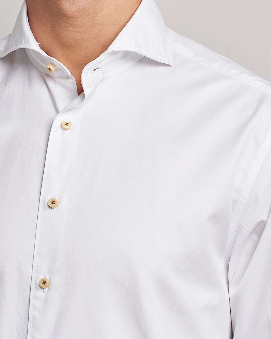 Heren | Overhemden | Stenströms | Fitted Body X-Long Sleeve Washed Shirt White