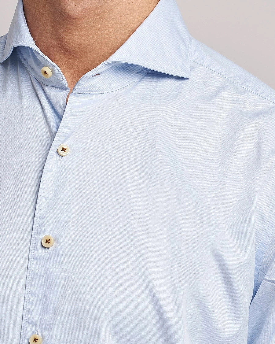 Heren | Casual overhemden | Stenströms | Fitted Body X-Long Sleeve Washed Shirt Light Blue