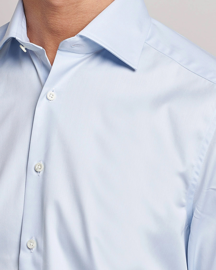 Heren | Zakelijke overhemden | Stenströms | Slimline X-Long Sleeve Double Cuff Shirt Light Blue