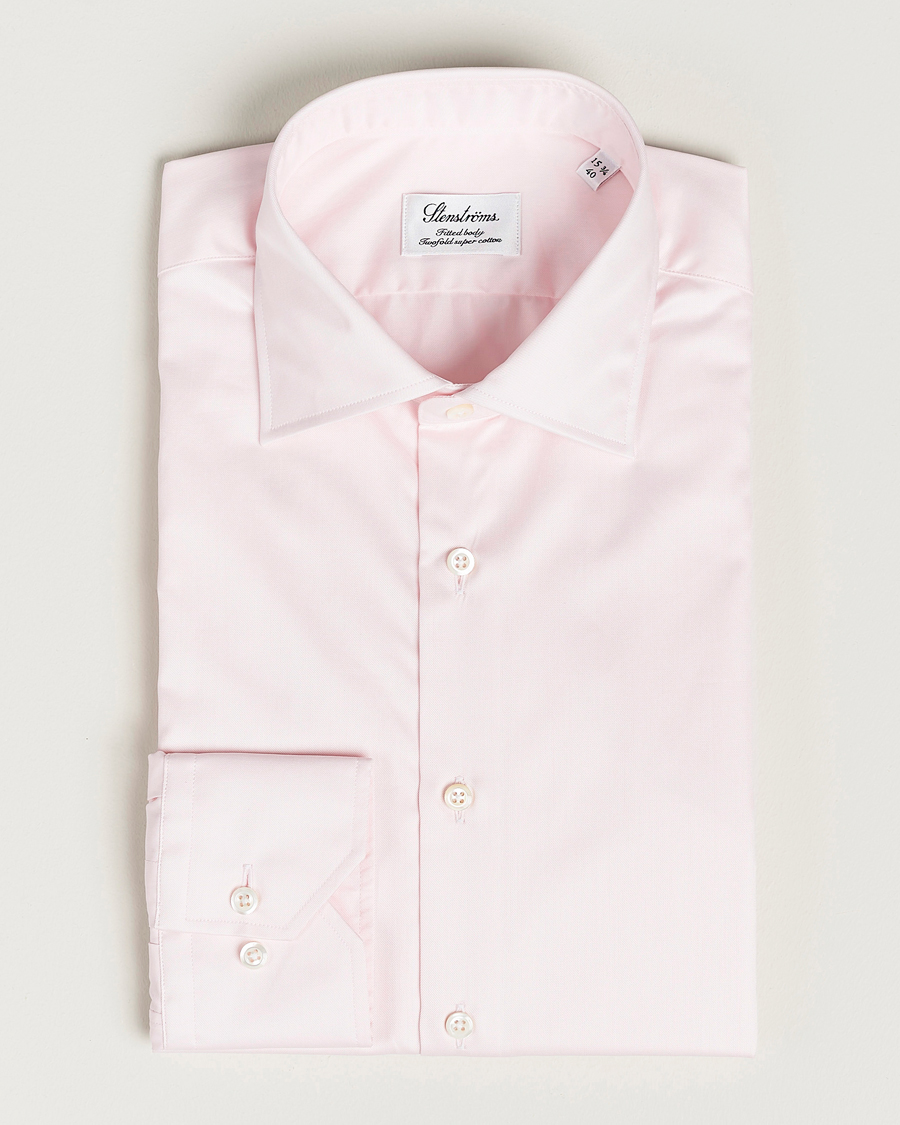 Heren | Zakelijke overhemden | Stenströms | Fitted Body Cut Away Shirt Pink