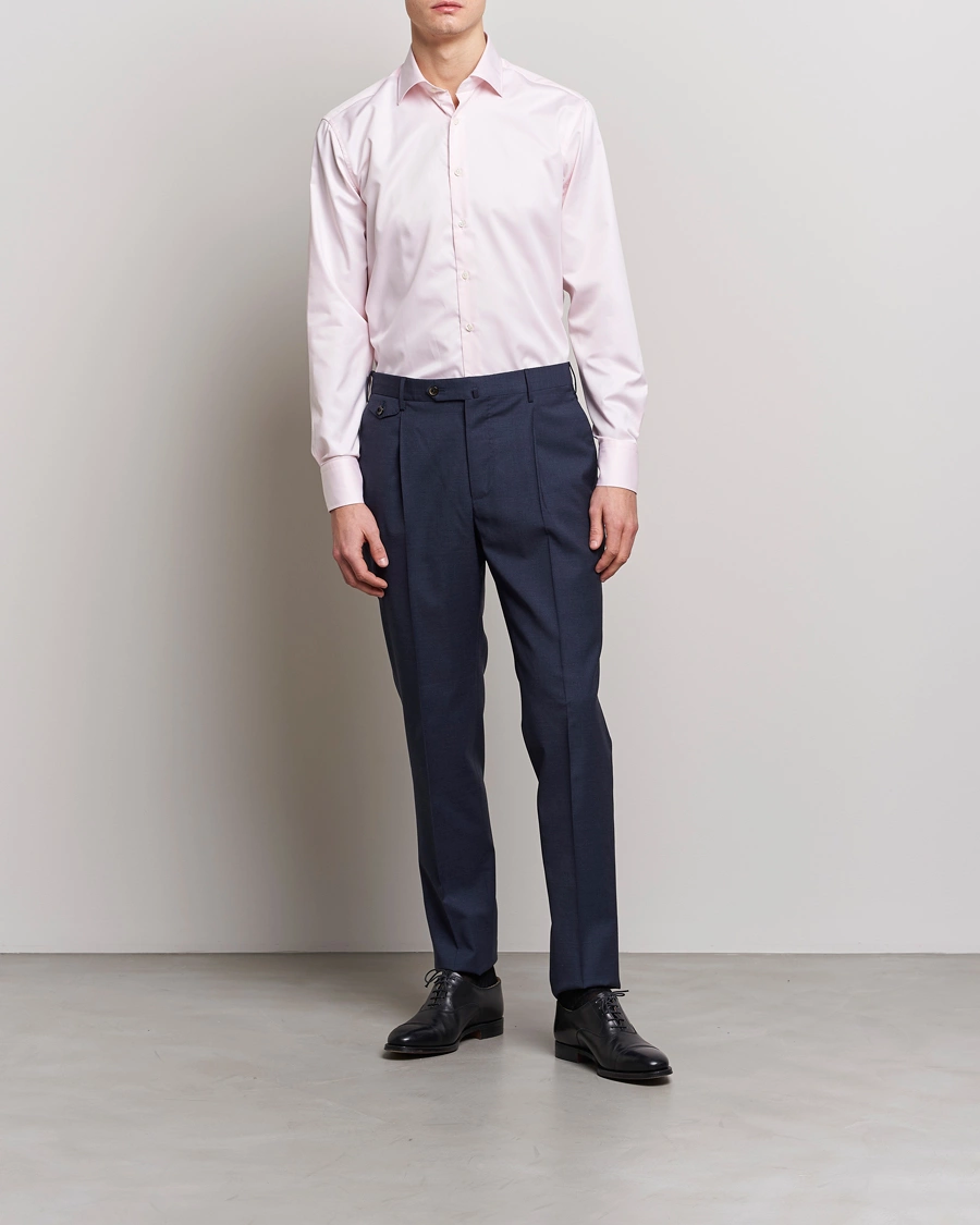 Heren | Zakelijke overhemden | Stenströms | Fitted Body Cut Away Shirt Pink