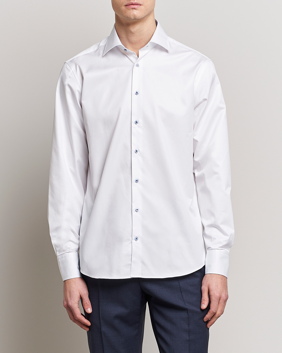 Heren | Stenströms | Stenströms | Fitted Body Contrast Cut Away Shirt White