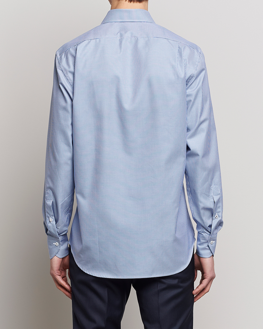 Heren | Overhemden | Stenströms | Fitted Body Small Check Cut Away Shirt Blue