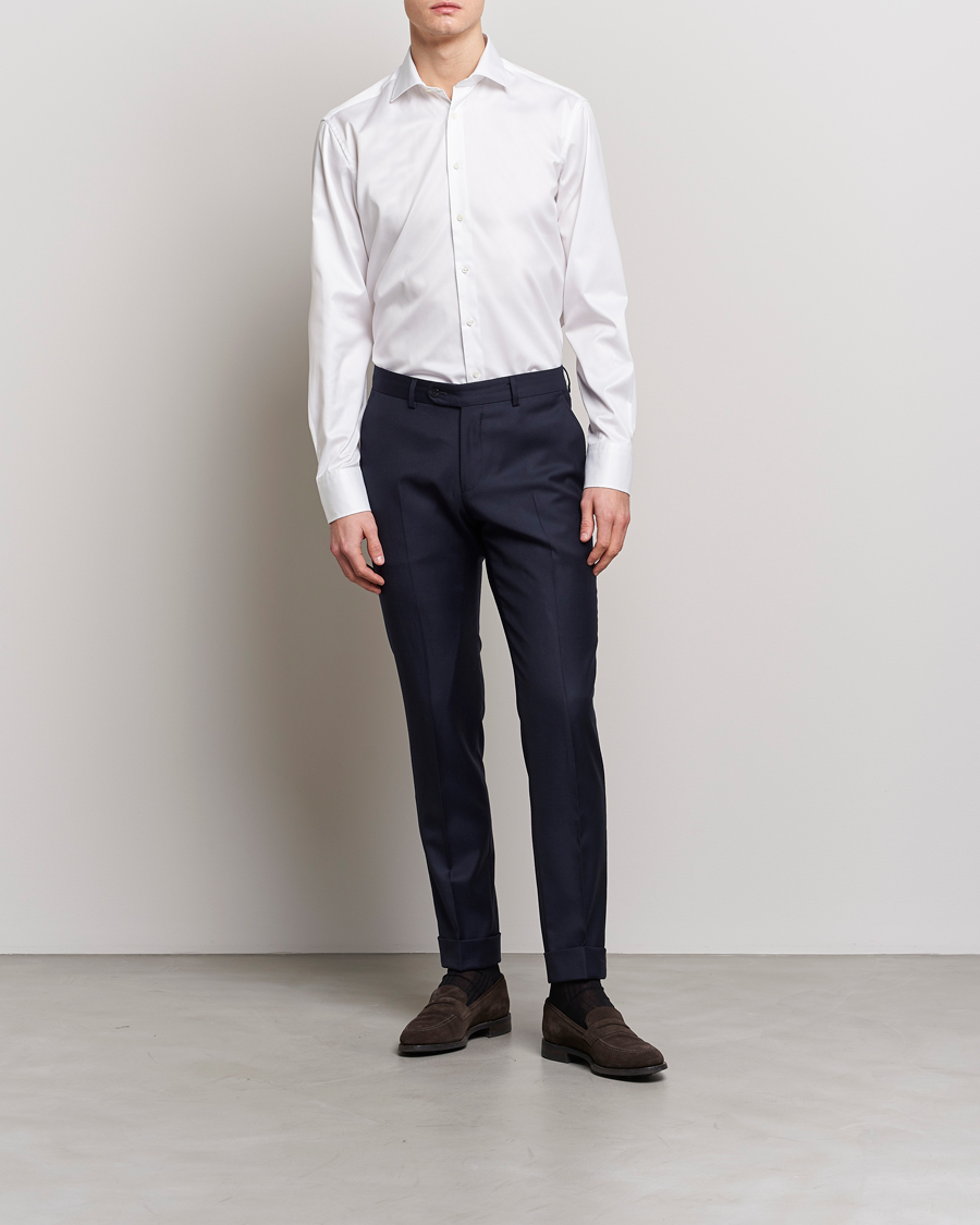 Heren | Donker pak | Stenströms | Slimline Twofold Stretch Shirt White