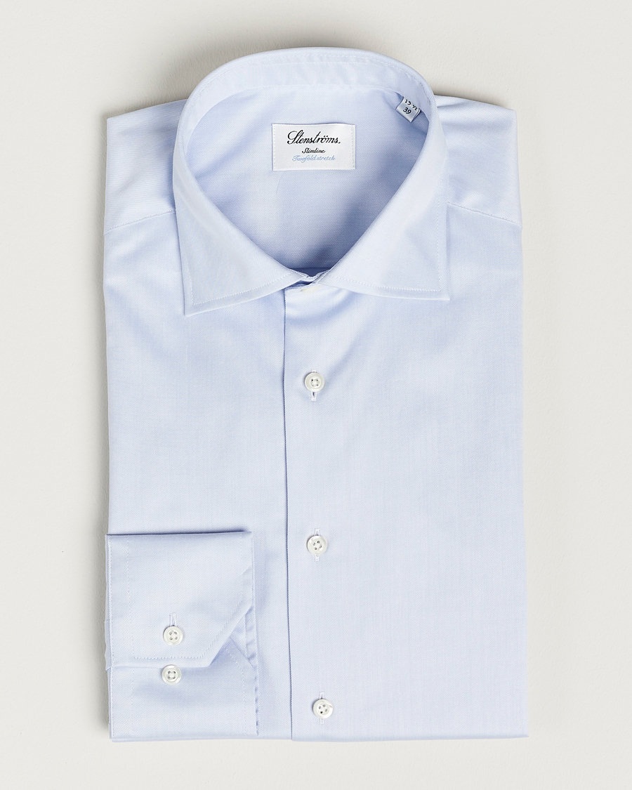 Heren | Overhemden | Stenströms | Slimline Twofold Stretch Shirt Light Blue