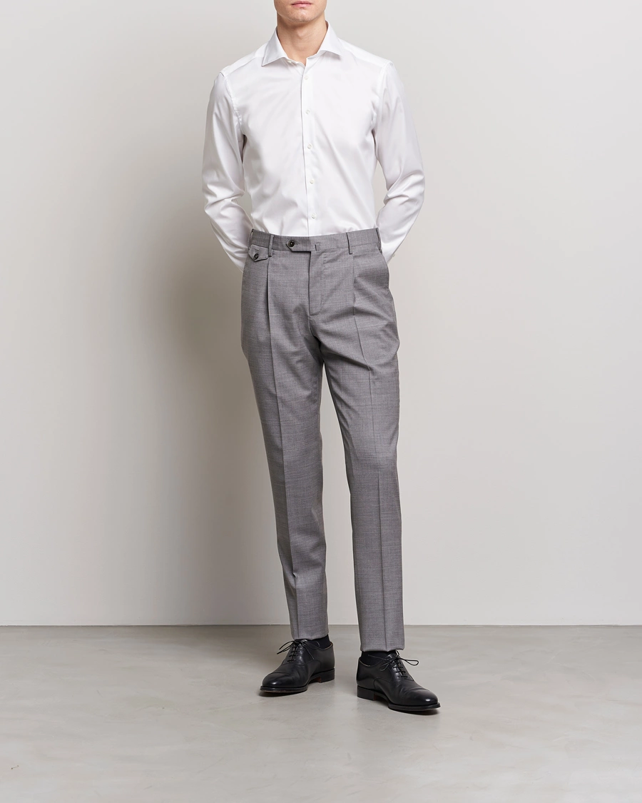 Heren | Zakelijke overhemden | Stenströms | Fitted Body Twofold Stretch Shirt White
