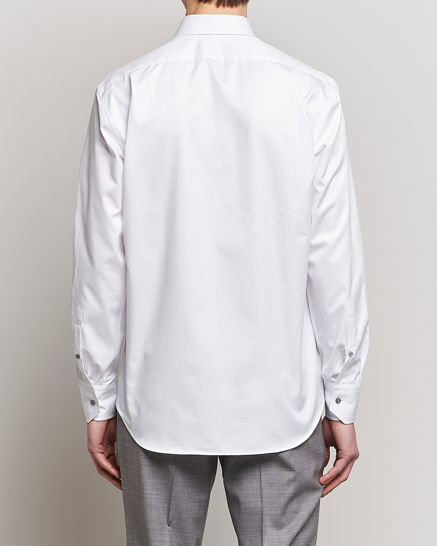 Heren | Overhemden | Stenströms | Fitted Body Contrast Cotton Twill Shirt White