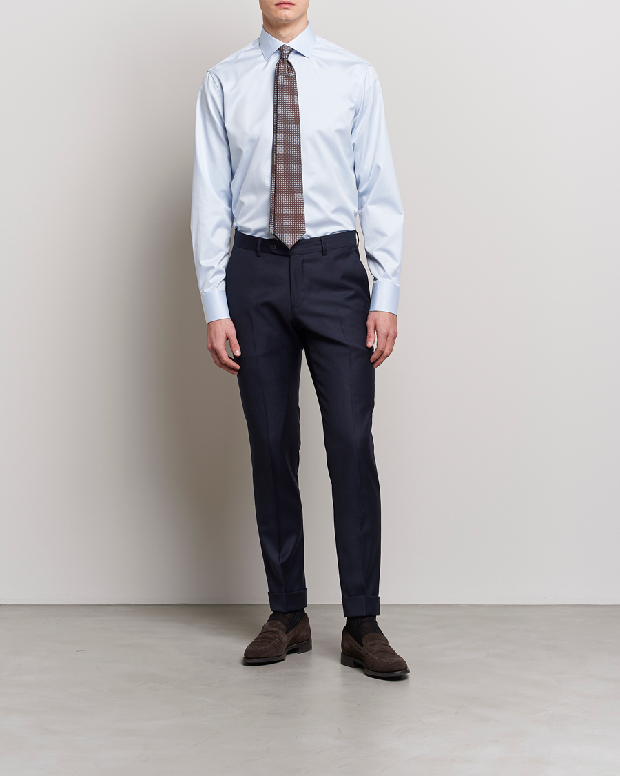 Heren | Afdelingen | Stenströms | Fitted Body Contrast Twill Shirt Light Blue