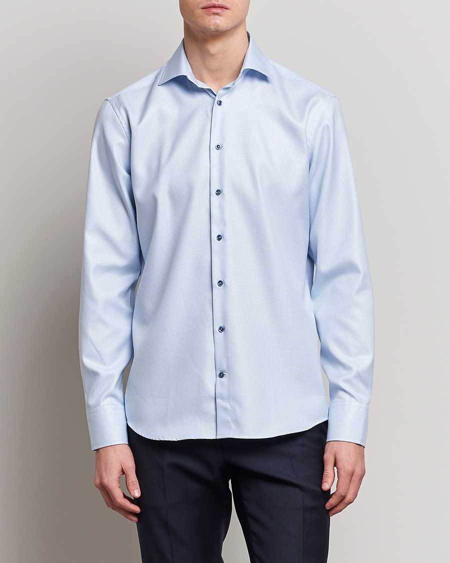 Heren | Zakelijke overhemden | Stenströms | Fitted Body Contrast Shirt Light Blue