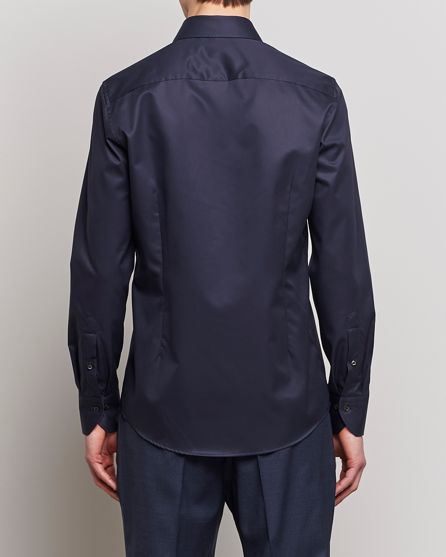 Heren | Overhemden | Stenströms | Slimline Extreme Cut Away Shirt Navy