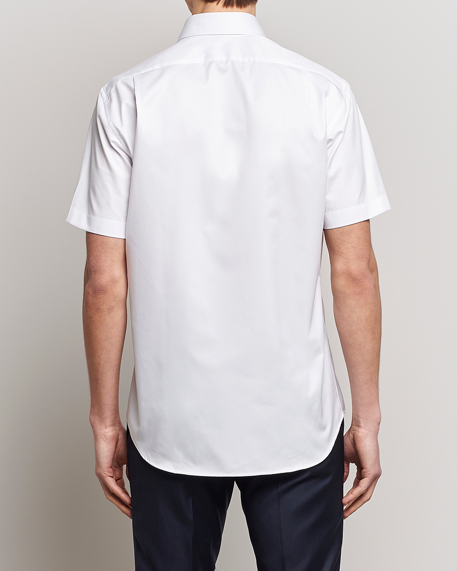 Heren | Overhemden | Stenströms | Fitted Body Short Sleeve Twill Shirt White